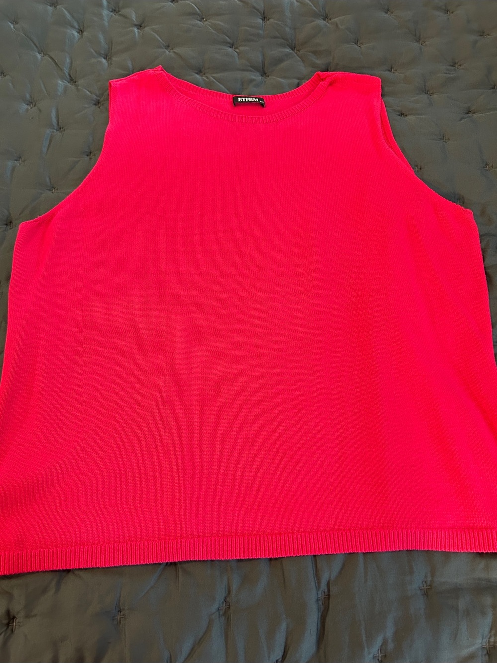 Bright Pink Sleeveless Knit Tank